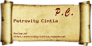 Petrovity Cintia névjegykártya